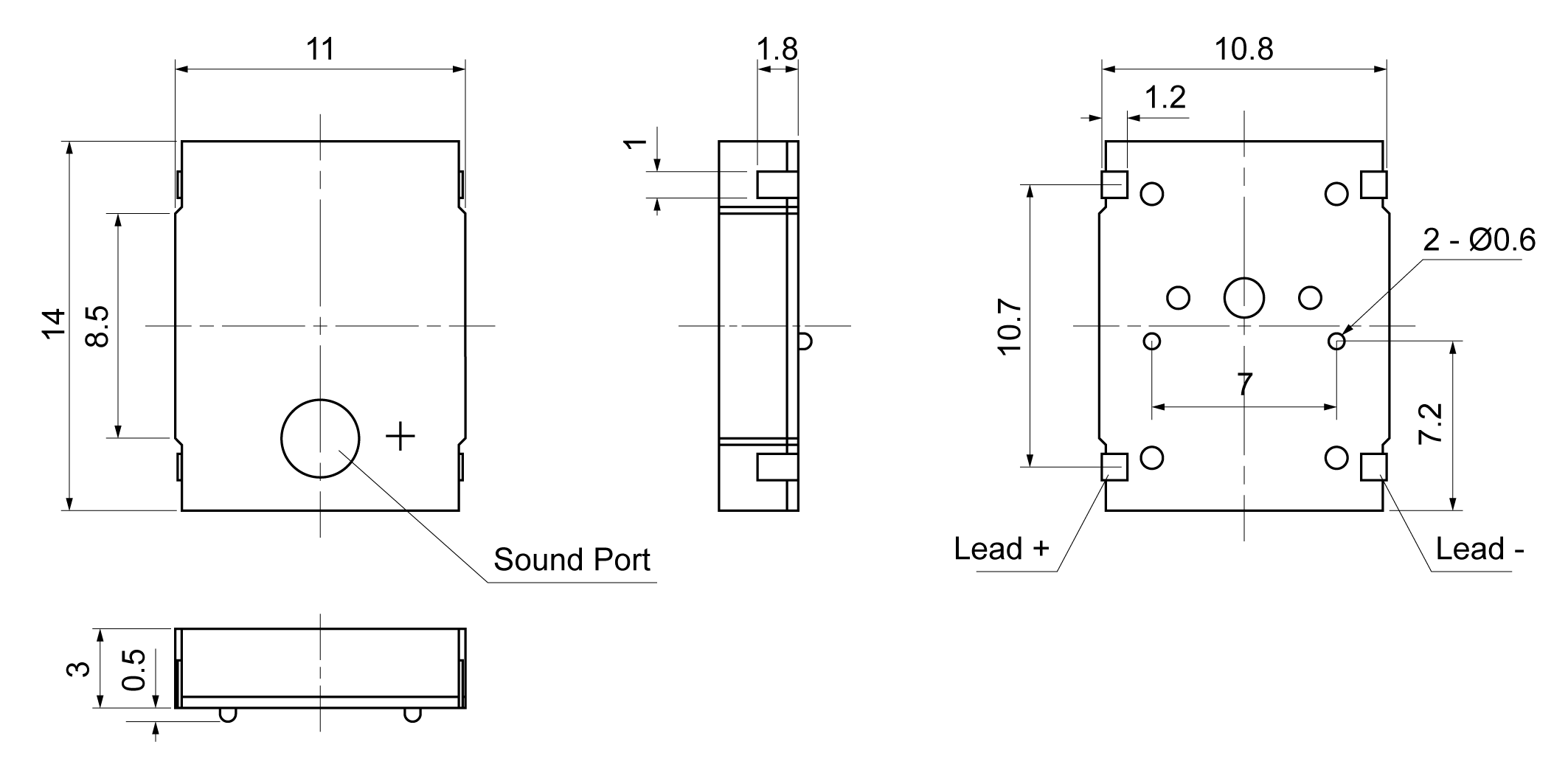 SMT141130S-27A5-40 Mechanical Drawing